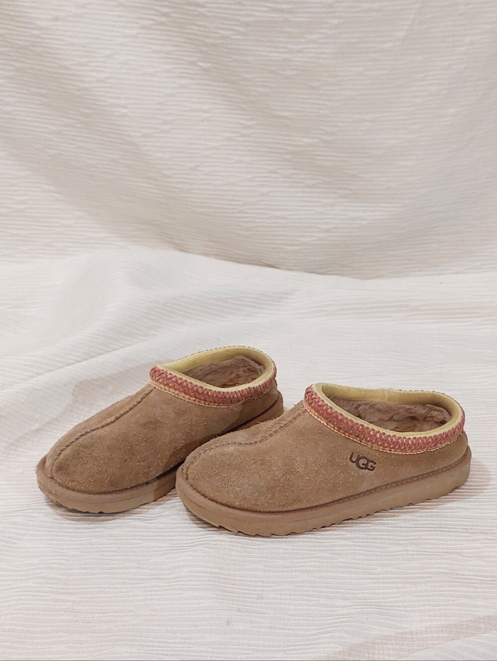 UGG Tasman Chestnut Suede Shearling Clog Slippers Size 1